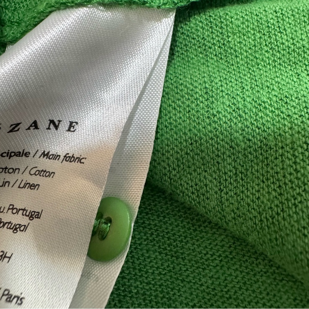 NWT Sezane Milo T-shirt  Verde Green Cotton Linen Size Medium - Picture 10 of 11